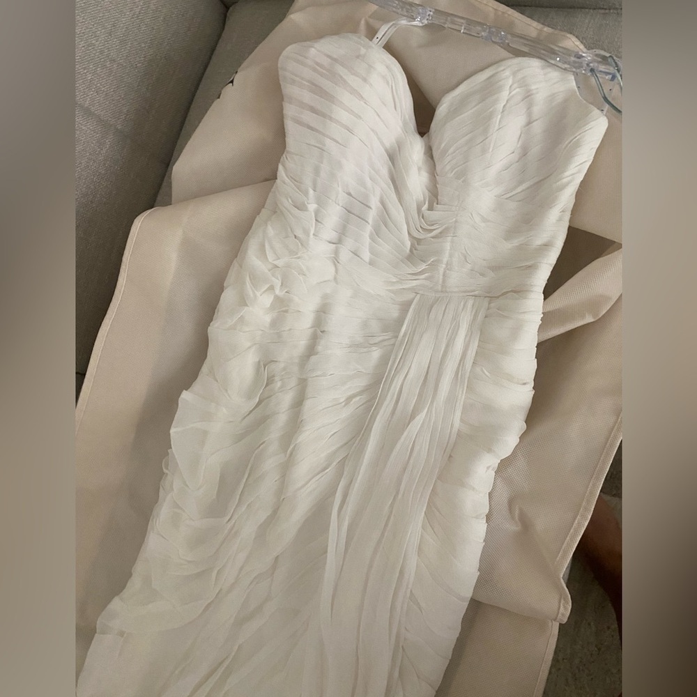 WATTERS Lupine Strapless Sweetheart Mesh Sheath Wedding Gown – Size 0 - Picture 5 of 11